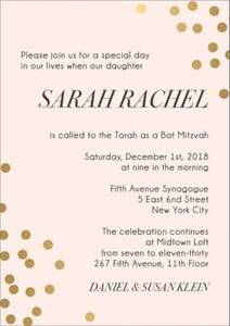 Gold Foil Confetti Bat Mitzvah Invitation