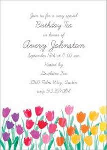 Tulip Birthday Party Invitation