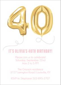 Forty Balloons Birthday Party Invitation