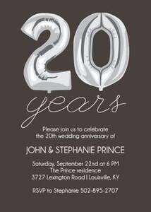 Twenty Years Balloons Anniversary Party Invitation