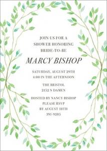 Green Branches Bridal Shower Invitation