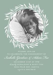 Evergreen Wreath Engagement Party Invitation