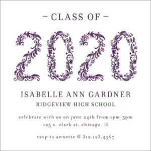 Floral Vine Year Square Graduation Invitation