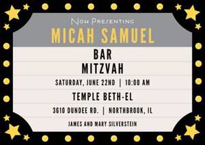 Hollywood Bar Mitzvah Invitation