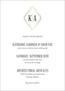 Foil Stamped Diamond Inlay Thermography Wedding Invitation