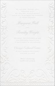 Embossed Ornate Frame Thermography Wedding Invitation
