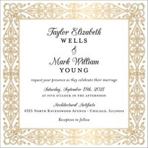 Gilded Border Foil Thermography Wedding Invitation