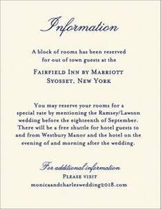 Beaded Border Night Wedding Information Card