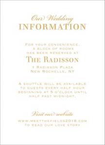 All Foil Chandelier Wedding Information Card