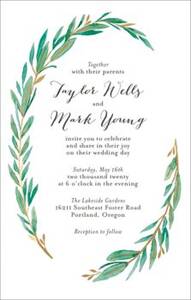 Tall Olive Branch Wedding Invitation